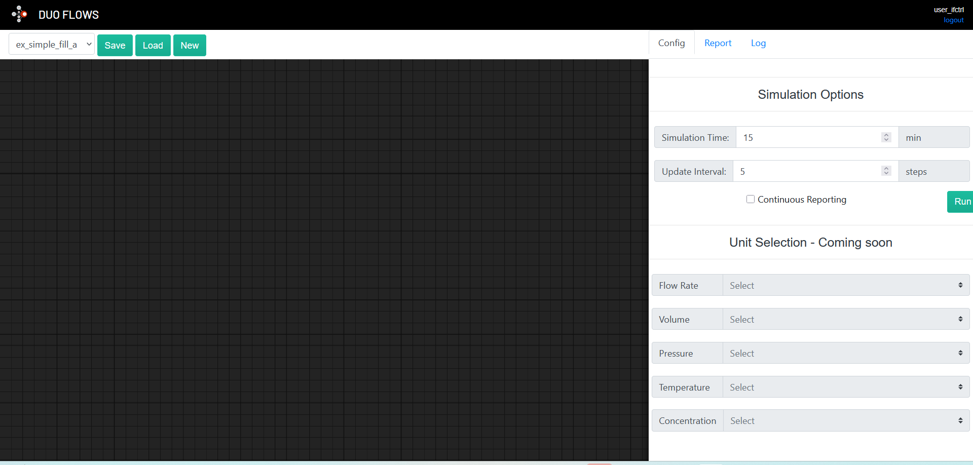 The original tool with an empty canvas and a Save · Load · New toolbar