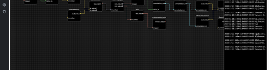 Redesigned tool with the history panel open alongside the node canvas