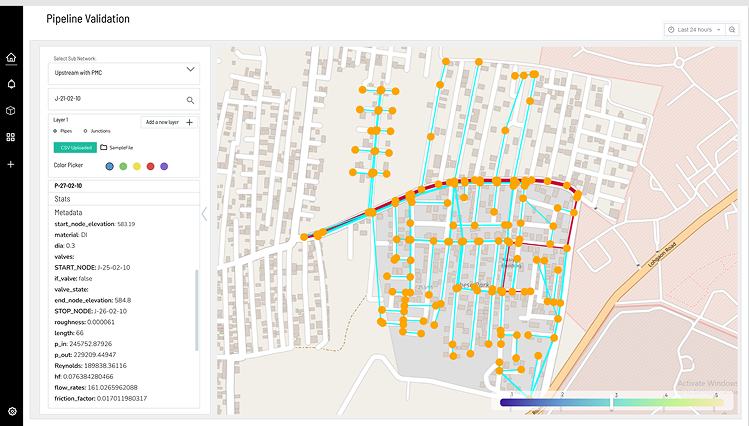Apricot Portal pipeline validation view showing a live network map with metadata and stats panels